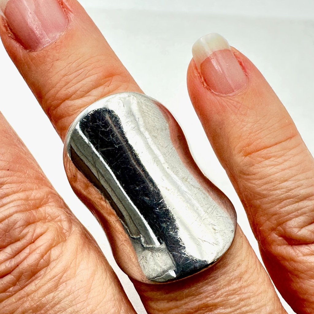Large Modernist Design Jcm Sterling Silver Statement Ring Size 8 Weight 7 Grams